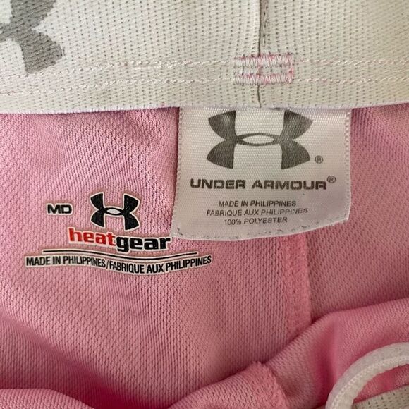 Under Armour women M heatgear pull on shorts pink & white - Picture 5 of 8